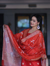 Banarasee Semi-Silk Zari Work Salwar Kameez Fabric With Digital Printed Dupatta Set-Red