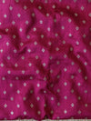 Banarasee Chiffon Saree With Zig-Zag Foil Print & Gota Lace Border-Pink