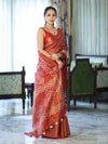 Bhagalpur Handloom Linen Tissue Batik Pattern Saree-Rust