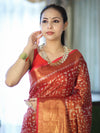 Bhagalpur Handloom Linen Tissue Batik Pattern Saree-Rust