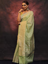 Banarasee Organza Silk Saree With Zari Buti & Border-Light Green