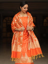 Banarasee Salwar Kameez Semi Katan Silk Fabric With Zari Work-Orange