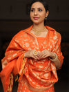 Banarasee Salwar Kameez Semi Katan Silk Fabric With Zari Work-Orange