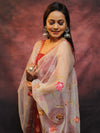 Banarasee Chanderi Salwar Kameez Fabric & Dupatta With Silver Zari-Maroon & White
