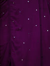 Banarasee Handloom Satin Hand Dyed Saree With Mirror Work-Violet