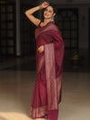 Banarasee Chiffon Saree With Antique Zari Work-Violet