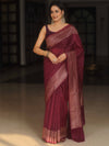 Banarasee Chiffon Saree With Antique Zari Work-Violet