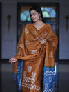 Pure Handloom Khadi Cotton Hand-Dyed Batik Pattern Salwar Kameez Dupatta Set-Dark Mustard & Blue