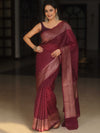 Banarasee Chiffon Saree With Antique Zari Work-Violet