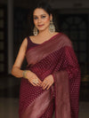 Banarasee Chiffon Saree With Antique Zari Work-Violet