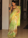Bhagalpur Cotton Silk Ghichha Work Hand-Dyed Shibori Pattern Saree-Multicolor