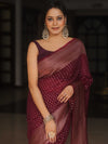 Banarasee Chiffon Saree With Antique Zari Work-Violet