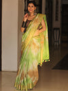 Bhagalpur Cotton Silk Ghichha Work Hand-Dyed Shibori Pattern Saree-Multicolor