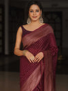 Banarasee Chiffon Saree With Antique Zari Work-Violet