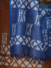 Pure Handloom Khadi Cotton Hand-Dyed Batik Pattern Salwar Kameez Dupatta Set-Dark Mustard & Blue