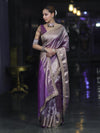 Banarasee Handloom Plain Tissue Saree With Zari Border & Lace-Light Purple