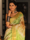 Bhagalpur Cotton Silk Ghichha Work Hand-Dyed Shibori Pattern Saree-Multicolor