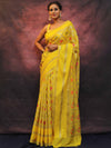 Banarasee Faux Georgette Saree With Gold Zari & Resham Jaal Work-Yellow