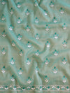 Banarasee Kota Doria Hand-Embroidered Salwar Kameez With Dupatta Set-Blue