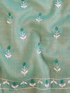 Banarasee Kota Doria Hand-Embroidered Salwar Kameez With Dupatta Set-Blue