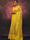 Banarasee Faux Georgette Saree With Gold Zari & Resham Jaal Work-Yellow