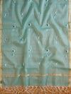 Banarasee Kota Doria Hand-Embroidered Salwar Kameez With Dupatta Set-Blue