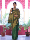 Bhagalpuri Handloom Dual Color Pure Linen Shine Saree-Green & Gold