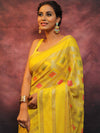 Banarasee Faux Georgette Saree With Gold Zari & Resham Jaal Work-Yellow