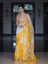 Banarasee Dual Color Organza Mix Saree With Zari Work-Yellow (Dual Tone)