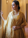 Banarasee Salwar Kameez Semi Katan Silk Fabric With Zari Work-Gold