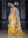 Banarasee Dual Color Organza Mix Saree With Zari Work-Yellow (Dual Tone)