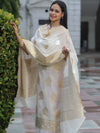 Banarasee Cotton Silk Sona Rupa Work Salwar Kameez Fabric & Dupatta-White