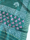Handloom Block Printed Cotton Silk Salwar Kameez Dupatta Set-Green