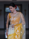 Banarasee Dual Color Organza Mix Saree With Zari Work-Yellow (Dual Tone)