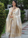 Banarasee Cotton Silk Sona Rupa Work Salwar Kameez Fabric & Dupatta-White