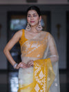 Banarasee Dual Color Organza Mix Saree With Zari Work-Yellow (Dual Tone)