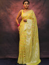 Banarasee Handwoven Semi Silk Saree With Zari & Resham Work-Yellow