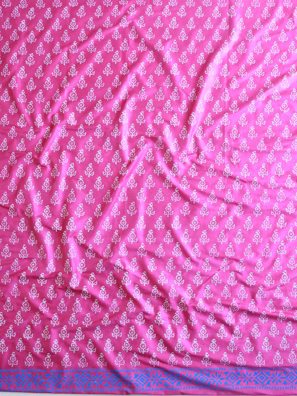 Handloom Block Printed Cotton Silk Salwar Kameez Dupatta Set-Pink