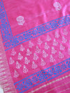 Handloom Block Printed Cotton Silk Salwar Kameez Dupatta Set-Pink