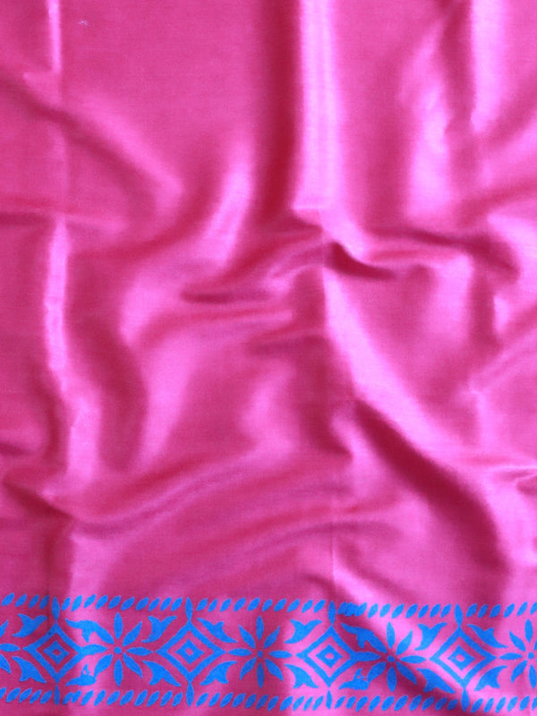 Handloom Block Printed Cotton Silk Salwar Kameez Dupatta Set-Pink