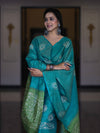 Pure Handloom Khadi Cotton Hand-Dyed Batik Pattern Salwar Kameez Dupatta Set-Green (Dual Shade)