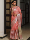 Banarasee Handwoven Plain Tissue Skirt Border Saree-Peach