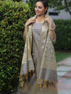 Banarasee Salwar Kameez Semi Katan Silk Fabric With Zari Work-Grey