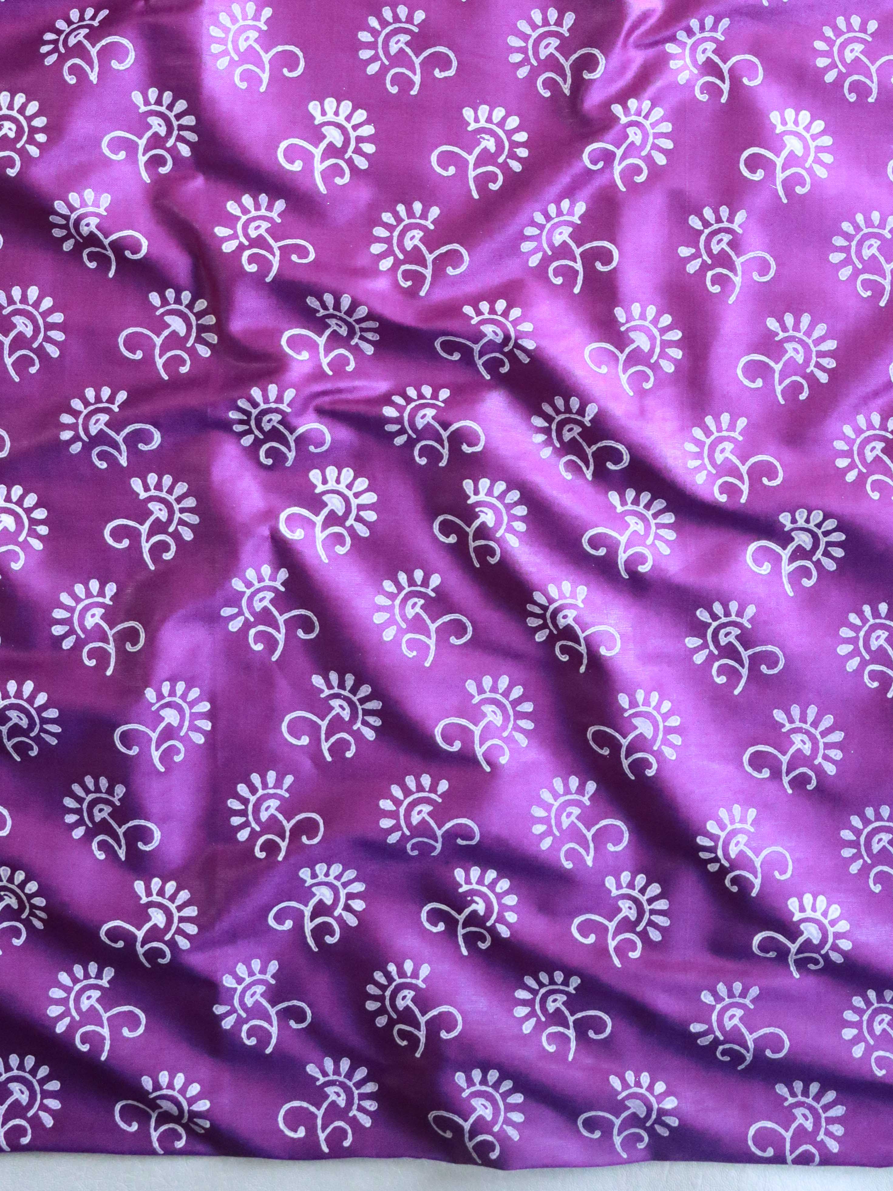 Handloom Block Printed Cotton Silk Salwar Kameez Dupatta Set-Violet