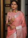 Banarasee Handwoven Plain Tissue Skirt Border Saree-Peach