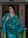 Pure Handloom Khadi Cotton Hand-Dyed Batik Pattern Salwar Kameez Dupatta Set-Green (Dual Shade)