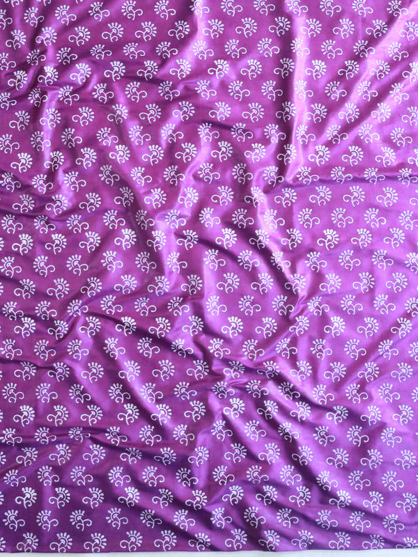 Handloom Block Printed Cotton Silk Salwar Kameez Dupatta Set-Violet