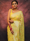 Banarasee Handwoven Semi Silk Saree With Zari & Resham Work-Yellow