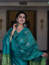 Pure Handloom Khadi Cotton Hand-Dyed Batik Pattern Salwar Kameez Dupatta Set-Green (Dual Shade)