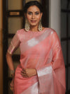 Banarasee Handwoven Plain Tissue Skirt Border Saree-Peach
